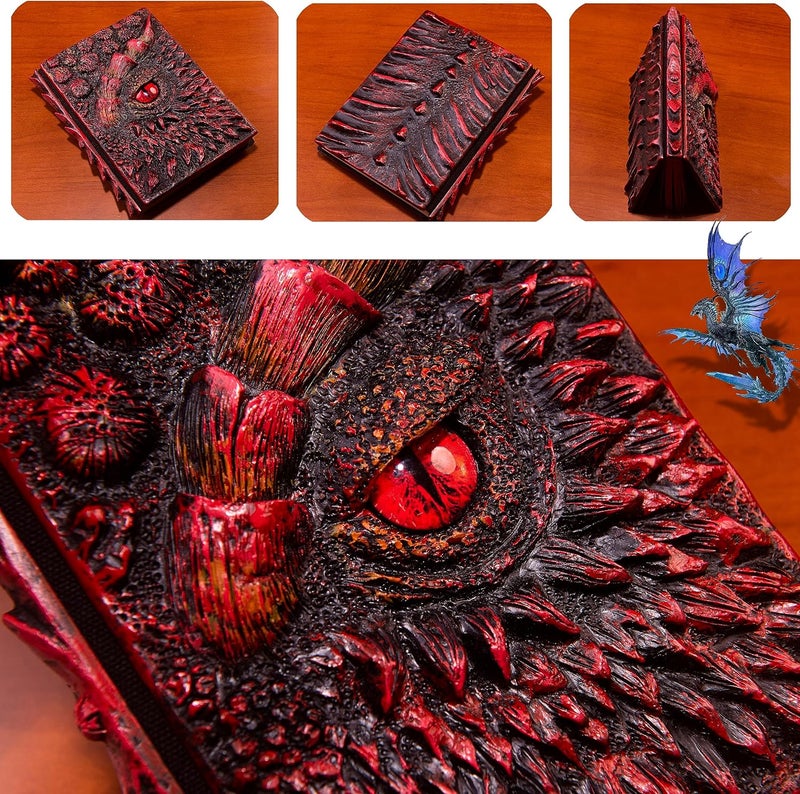 LZlightactor 3D Dragon Eye Embossed Journal,Resin Engraving Notebook,Dnd notebook for Dragon Lovers ，Blank Paper,Hardcover Travel Notepad for Writing,Sketchbook,Collection,Gift,Decoration A4 and A5 Size (A5-Red) - Image 4